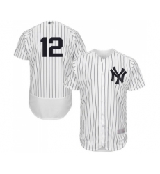 Men's New York Yankees #12 Troy Tulowitzki White Home Flex Base Authentic Collection Baseball Jersey