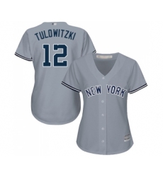 Women's New York Yankees #12 Troy Tulowitzki Authentic Grey Road Baseball Jersey