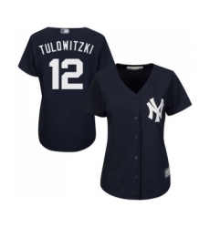 Women's New York Yankees #12 Troy Tulowitzki Authentic Navy Blue Alternate Baseball Jersey