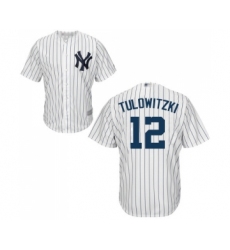 Youth New York Yankees #12 Troy Tulowitzki Authentic White Home Baseball Jersey