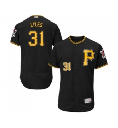 Men's Pittsburgh Pirates #31 Jordan Lyles Black Alternate Flex Base Authentic Collection Baseball Jersey