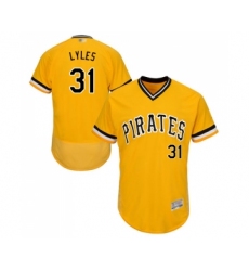 Men's Pittsburgh Pirates #31 Jordan Lyles Gold Alternate Flex Base Authentic Collection Baseball Jersey