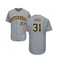 Men's Pittsburgh Pirates #31 Jordan Lyles Grey Road Flex Base Authentic Collection Baseball Jersey