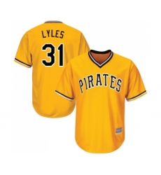 Men's Pittsburgh Pirates #31 Jordan Lyles Replica Gold Alternate Cool Base Baseball Jersey