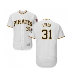 Men's Pittsburgh Pirates #31 Jordan Lyles White Home Flex Base Authentic Collection Baseball Jersey