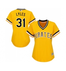 Women's Pittsburgh Pirates #31 Jordan Lyles Replica Gold Alternate Cool Base Baseball Jersey