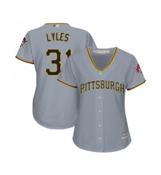 Women's Pittsburgh Pirates #31 Jordan Lyles Replica Grey Road Cool Base Baseball Jersey