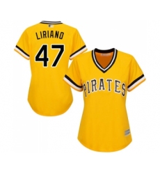Women's Pittsburgh Pirates #47 Francisco Liriano Replica Gold Alternate Cool Base Baseball Jersey