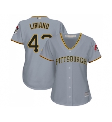 Women's Pittsburgh Pirates #47 Francisco Liriano Replica Grey Road Cool Base Baseball Jersey