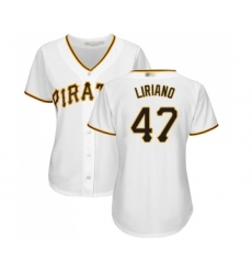 Women's Pittsburgh Pirates #47 Francisco Liriano Replica White Home Cool Base Baseball Jersey