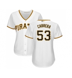 Women's Pittsburgh Pirates #53 Melky Cabrera Replica White Home Cool Base Baseball Jersey