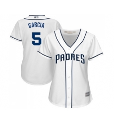 Women's San Diego Padres #5 Greg Garcia Replica White Home Cool Base Baseball Jersey