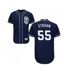 Men's San Diego Padres #55 Matt Strahm Navy Blue Alternate Flex Base Authentic Collection Baseball Jersey