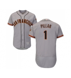 Men's San Francisco Giants #1 Kevin Pillar Grey Road Flex Base Authentic Collection Baseball Jersey