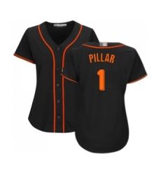 Women's San Francisco Giants #1 Kevin Pillar Replica Black Alternate Cool Base Baseball Jersey