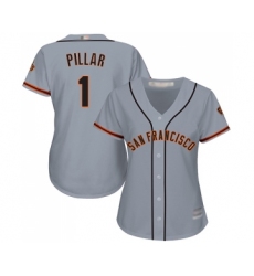 Women's San Francisco Giants #1 Kevin Pillar Replica Grey Road Cool Base Baseball Jersey