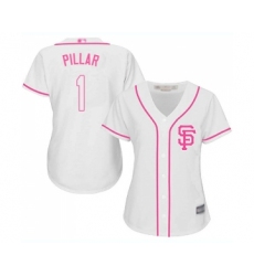 Women's San Francisco Giants #1 Kevin Pillar Replica White Fashion Cool Base Baseball Jersey