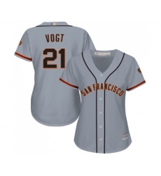 Women's San Francisco Giants #21 Stephen Vogt Replica Grey Road Cool Base Baseball Jersey