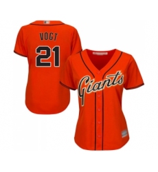 Women's San Francisco Giants #21 Stephen Vogt Replica Orange Alternate Cool Base Baseball Jersey