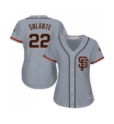 Women's San Francisco Giants #22 Yangervis Solarte Replica Grey Road 2 Cool Base Baseball Jersey
