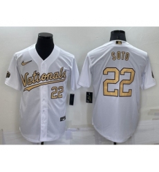 Men's Washington Nationals #22 Juan Soto Number White 2022 All Star Stitched Cool Base Nike Jersey