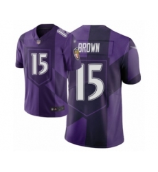Men's Baltimore Ravens #15 Marquise Brown Limited Purple City Edition Football Jersey