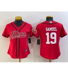 Women's San Francisco 49ers #19 Deebo Samuel Red With Patch Cool Base Stitched Baseball Jersey