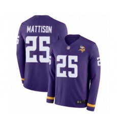Youth Minnesota Vikings #25 Alexander Mattison Limited Purple Therma Long Sleeve Football Jersey