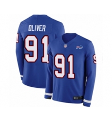 Youth Buffalo Bills #91 Ed Oliver Limited Royal Blue Therma Long Sleeve Football Jersey