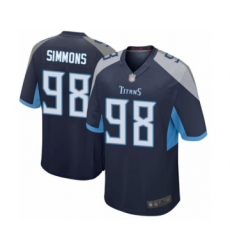 Men's Tennessee Titans #98 Jeffery Simmons Game Navy Blue Team Color Football Jersey