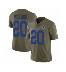 Men's Dallas Cowboys #20 Tony Pollard Limited Olive 2017 Salute to Service Football Jersey