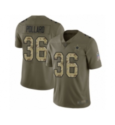 Men's Dallas Cowboys #36 Tony Pollard Limited Olive Camo 2017 Salute to Service Football Jersey