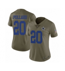 Women's Dallas Cowboys #20 Tony Pollard Limited Olive 2017 Salute to Service Football Jersey