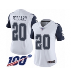 Women's Dallas Cowboys #20 Tony Pollard Limited White Rush Vapor Untouchable 100th Season Football Jersey