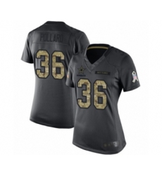 Women's Dallas Cowboys #36 Tony Pollard Limited Black 2016 Salute to Service Football Jersey