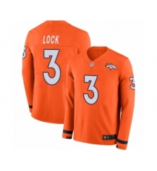 Men's Denver Broncos #3 Drew Lock Limited Orange Therma Long Sleeve Football Jersey