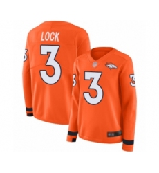 Women's Denver Broncos #3 Drew Lock Limited Orange Therma Long Sleeve Football Jersey