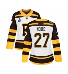 Women's Boston Bruins #27 John Moore Authentic White Winter Classic 2019 Stanley Cup Final Bound Hockey Jersey