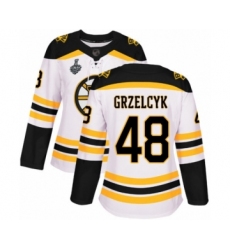 Women's Boston Bruins #48 Matt Grzelcyk Authentic White Away 2019 Stanley Cup Final Bound Hockey Jersey