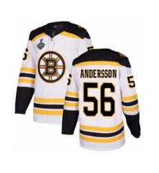 Men's Boston Bruins #56 Axel Andersson Authentic White Away 2019 Stanley Cup Final Bound Hockey Jersey