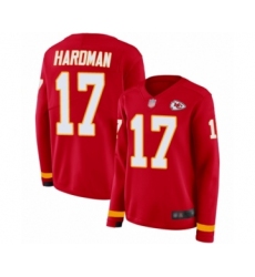 Women's Kansas City Chiefs #17 Mecole Hardman Limited Red Therma Long Sleeve Football Jersey