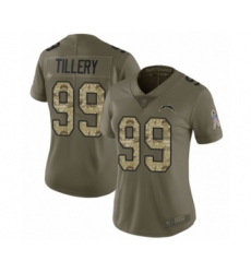 Women's Los Angeles Chargers #99 Jerry Tillery Limited Olive Camo 2017 Salute to Service Football Jersey