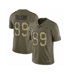 Youth Los Angeles Chargers #99 Jerry Tillery Limited Olive Camo 2017 Salute to Service Football Jersey