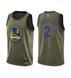 Youth Golden State Warriors #2 Willie Cauley-Stein Swingman Green Salute to Service Basketball Jersey