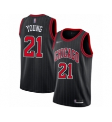 Women's Chicago Bulls #21 Thaddeus Young Swingman Black Finished Basketball Jersey - Statement Edition