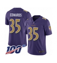 Youth Baltimore Ravens #35 Gus Edwards Limited Purple Rush Vapor Untouchable 100th Season Football Jersey