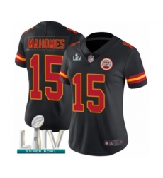 Women's Kansas City Chiefs #15 Patrick Mahomes Limited Black Rush Vapor Untouchable Super Bowl LIV Bound Football Jersey