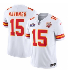 Youth Kansas City Chiefs #15 Patrick Mahomes White 2023 F U S E Vapor Untouchable Limited Stitched 2024 Super Bowl LVIII Jersey