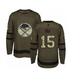 Men's Buffalo Sabres #15 Jean-Sebastien Dea Authentic Green Salute to Service Hockey Jersey