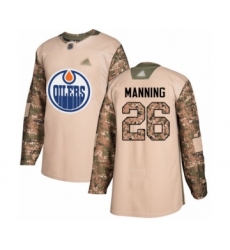 Youth Edmonton Oilers #26 Brandon Manning Authentic Camo Veterans Day Practice Hockey Jersey